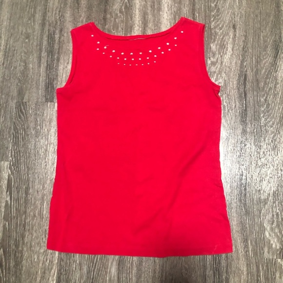 Red Rhinestone Sleeveless Tank Top - Picture 1 of 5